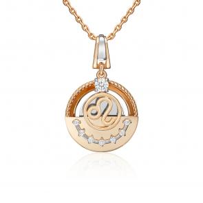 Подвеска Знак зодиака Лев из комбинированного золота Platina с фианитом 03-3463-01-401-1111 фото