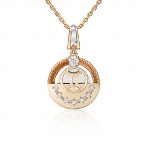 Подвеска Знак зодиака Близнецы из комбинированного золота Platina с фианитом 03-3463-06-401-1111 фото