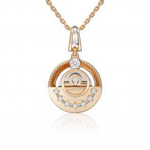 Подвеска из комбинированного золота Знак зодиака Весы Platina с фианитом 03-3463-07-401-1111 фото