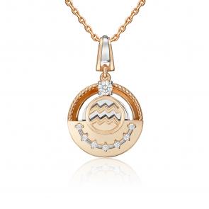 Подвеска из комбинированного золота Знак зодиака Водолей Platina с фианитом 03-3463-08-401-1111 фото