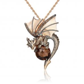 Золотая подвеска Символ года Дракон Platina с кварцем и цитрином 03-3489-00-226-1110 фото