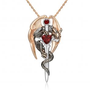 Подвеска Символ года Дракон из комбинированного золота Platina с гранатом 03-3495-00-204-1111 фото