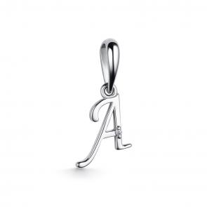 Серебряная подвеска-буква А АЛЬКОР с бриллиантом 03-3565/000Б-00 фото