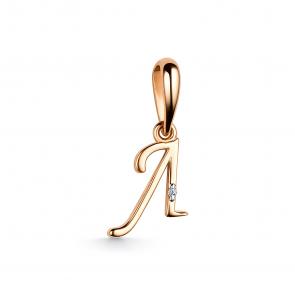 Подвеска-буква из золочёного серебра Л АЛЬКОР с бриллиантом 03-3566/000Б-06 фото