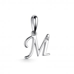 Серебряная подвеска-буква М АЛЬКОР с бриллиантом 03-3571/000Б-00 фото