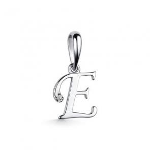 Серебряная подвеска-буква Е АЛЬКОР с бриллиантом 03-3572/000Б-00 фото