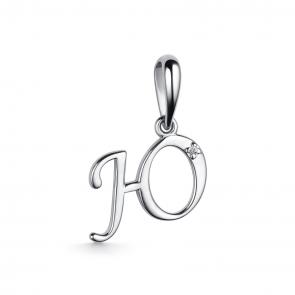 Серебряная подвеска-буква Ю АЛЬКОР с бриллиантом 03-3577/000Б-00 фото