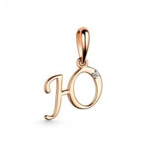 Подвеска-буква из золочёного серебра Ю АЛЬКОР с бриллиантом 03-3577/000Б-06 фото