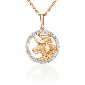 Золотая подвеска Знак зодиака Телец Platina с фианитом 03-3641-01-401-1110 фото