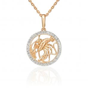 Золотая подвеска Знак зодиака Рак Platina с фианитом 03-3641-03-401-1110 фото
