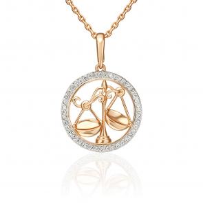 Золотая подвеска Знак зодиака Весы Platina с фианитом 03-3641-06-401-1110 фото