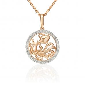 Золотая подвеска Знак зодиака Водолей Platina с фианитом 03-3641-10-401-1110 фото