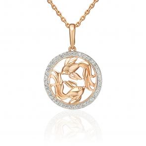 Золотая подвеска Знак зодиака Рыбы Platina с фианитом 03-3641-11-401-1110 фото