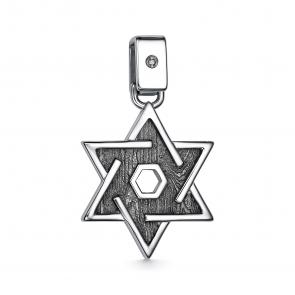 Серебряная подвеска АЛЬКОР с чёрным бриллиантом 03-3834/00ЧБ-17 фото