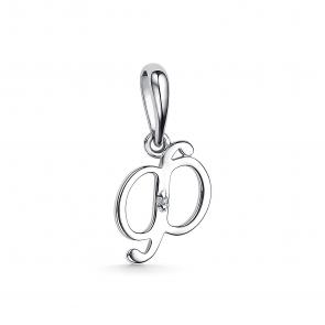 Серебряная подвеска-буква Ф АЛЬКОР с бриллиантом 03-3993/000Б-00 фото