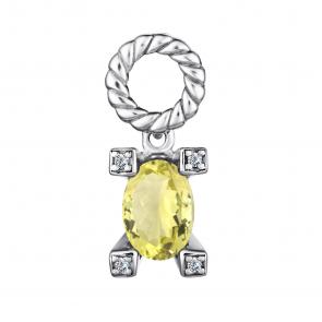 Серебряная подвеска АЛЬКОР с фианитом и кварцем 03-4004/00КЛ-00 фото