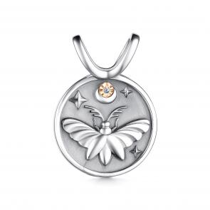 Серебряная подвеска АЛЬКОР с золотой накладкой и бриллиантом 03-4108/000Б-17 фото