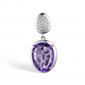 Серебряная подвеска АЛЬКОР с фианитом и ювелирным кристаллом 03-4166/ЮСАМ-00 фото