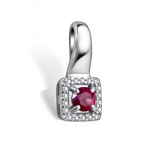 Серебряная подвеска АЛЬКОР с фианитом и рубином 03-4561/000Р-00 фото