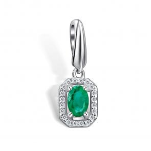 Серебряная подвеска АЛЬКОР с фианитом и изумрудом 03-4564/000И-00 фото