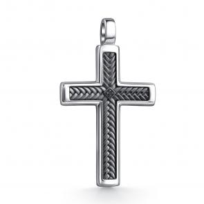 Серебряная подвеска АЛЬКОР с чёрным бриллиантом 03-4581/00ЧБ-17 фото