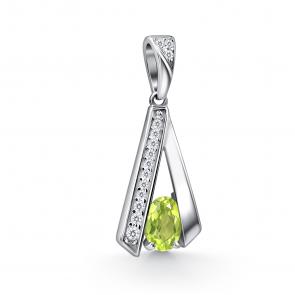 Серебряная подвеска АЛЬКОР с фианитом и хризолитом 03-4723/00ХР-00 фото