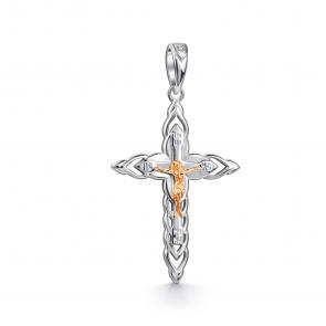 Серебряная подвеска АЛЬКОР с золотой накладкой и бриллиантом 03-5260/000Б-00 фото