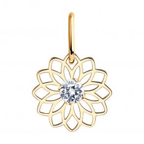 Золотая подвеска SOKOLOV с фианитом 031005 фото