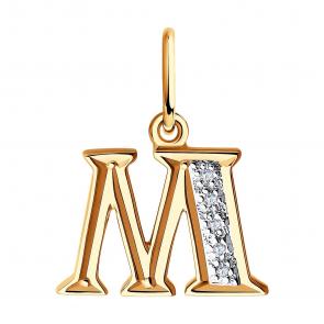 Подвеска из золота-буква М SOKOLOV с фианитом 031098 фото