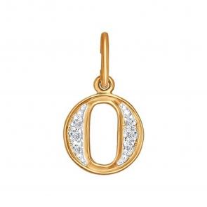 Золотая подвеска-буква О SOKOLOV с фианитом 031100 фото