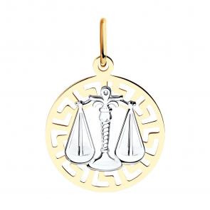 Золотая подвеска Знак зодиака Весы SOKOLOV 031300 фото