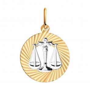 Золотая подвеска Знак зодиака Весы SOKOLOV 031371 фото