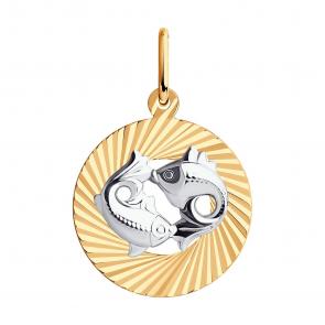 Золотая подвеска Знак зодиака Рыбы SOKOLOV 031376 фото