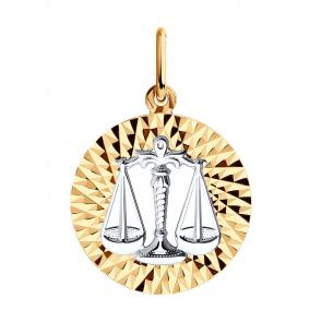 Золотая подвеска Знак зодиака Весы SOKOLOV 031383 фото