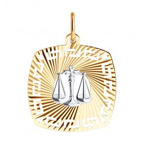 Золотая подвеска Знак зодиака Весы SOKOLOV 031640 фото