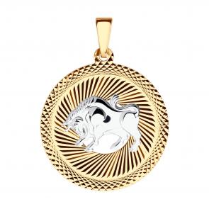 Золотая подвеска Знак зодиака Телец  SOKOLOV 032326 фото