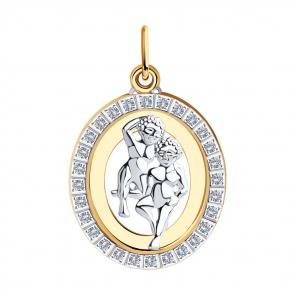 Золотая подвеска Знак зодиака Близнецы SOKOLOV с фианитом 033539 фото