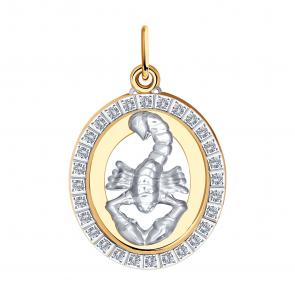 Золотая подвеска Знак зодиака Скорпион SOKOLOV с фианитом 033544 фото