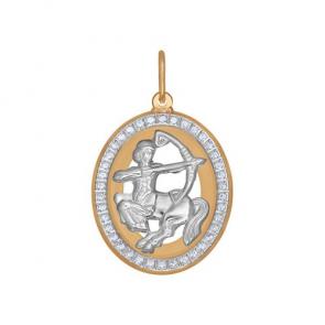 Золотая подвеска Знак зодиака Стрелец SOKOLOV с фианитом 033545 фото