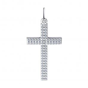 Подвеска из белого золота SOKOLOV с фианитом 033935 фото