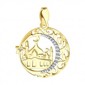 Подвеска из лимонного золота SOKOLOV с фианитом 034443-2 фото