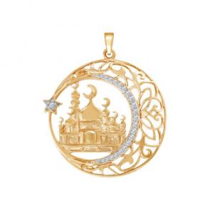 Золотая подвеска SOKOLOV с фианитом 034449 фото