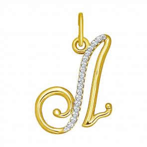 Подвеска-буква Л из лимонного золота SOKOLOV с фианитом 034534-2 фото