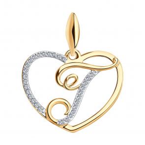 Золотая подвеска-буква Г SOKOLOV с фианитом 034651 фото