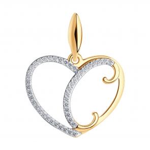 Золотая подвеска-буква С SOKOLOV с фианитом 034663 фото