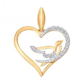 Золотая подвеска SOKOLOV с фианитом 034790 фото