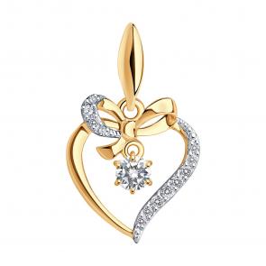 Золотая подвеска SOKOLOV с подвижным фианитом 034797 фото