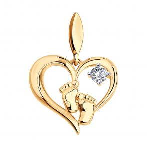 Золотая подвеска Пяточка SOKOLOV с фианитом 034831 фото