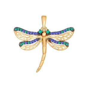 Золотая подвеска SOKOLOV с фианитом 034906 фото