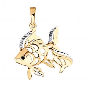 Золотая подвеска SOKOLOV с фианитом 035049 фото